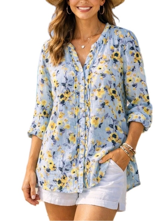 J. Jill Tops - J. Jill Love Linen Floral Blouse, Size M